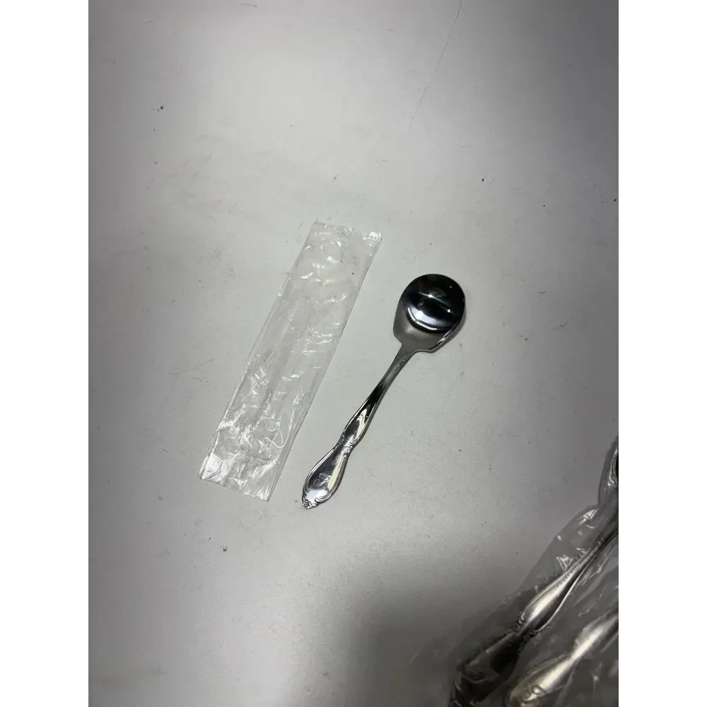 Vintage Stainless Korea Sugar Spoon Floral Scroll Monogram J NOS